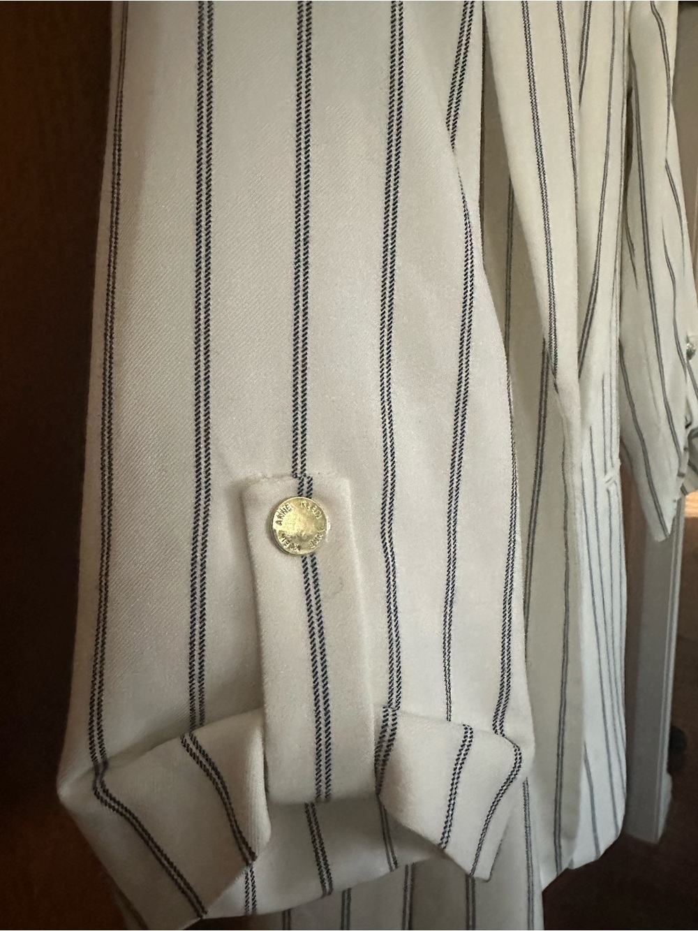 Anne Klein White Blazer with Navy Pinstripes - Picture 3 of 4